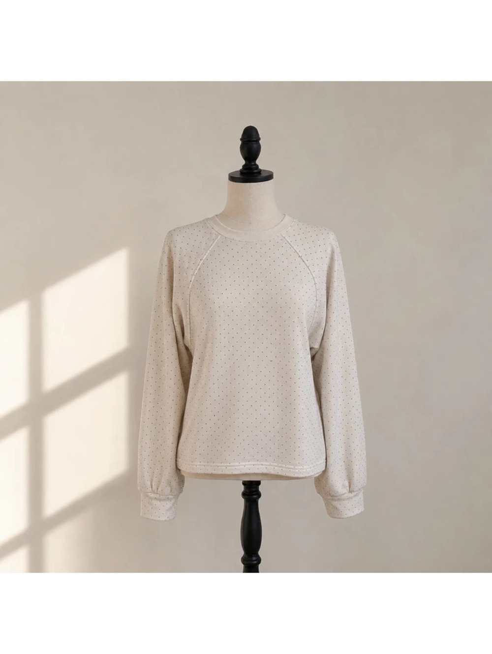 Banana Republic White Polka Dot Sweatshirt Women M Lightweight Crewneck
